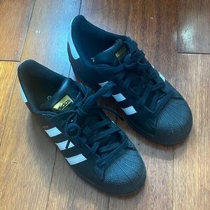 Adidas Superstar Black with White Stripes